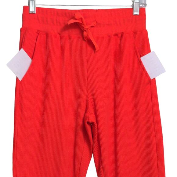 Zyia Active Womens Jogger Pants Red Waffle Knit High Rise Stretch Drawstring M - Picture 4 of 11